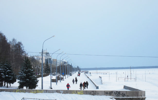 Зимняя прогулка по Архангельску. Набережная Северной Двины